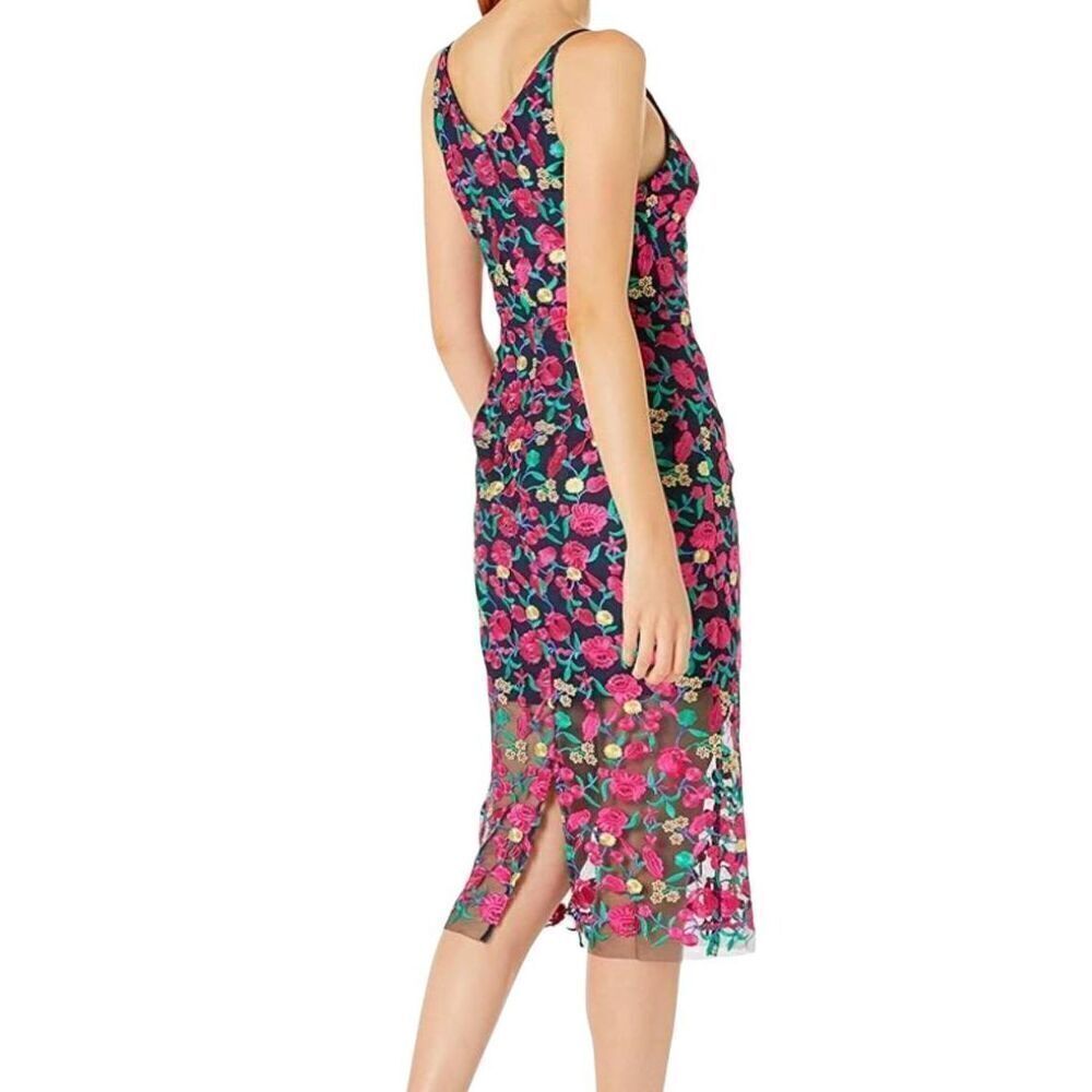 NWT Dress the Population Dress Women's XS Multicolor Aurora Plunge Bodycon Midi - Picture 4 of 9